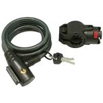 Велосипедный замок HANDYWAY CL-8100, тросовый, на ключ, с креплением, 12 x 1800мм, черный, CL-8100, изображение  - НаВелосипеде.рф