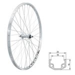 Колесо велосипедное переднее KELLY'S KLS EVENT, 26", одинарный обод 559х19, 36Н, на гайках, серебристое, ZKE18525, изображение  - НаВелосипеде.рф