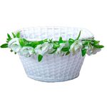 Велокорзина Vinca Sport, на руль, белые цветы, P 08-3, изображение  - НаВелосипеде.рф