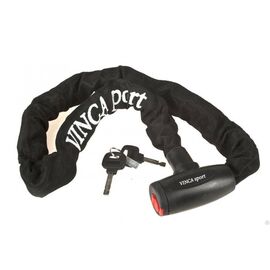 Велосипедный замок Vinca Sport, цепь, на ключ, тканевая-оболочка, 6 х 1000мм, черный, 101.759 black, изображение  - НаВелосипеде.рф