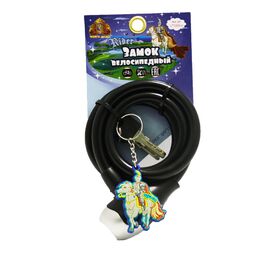 Велосипедный замок Vinca Sport детский, тросовый, на ключ, c брелоком, 12 х 1000мм, черный, VS 560 Rider, изображение  - НаВелосипеде.рф