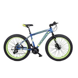 Велосипед HOGGER 26", 21 скорость, Fat Bike, алюминий, 2019, Вариант УТ-00136988: Рама: 18" (Рост: 167-178 см), Цвет: желтый/синий, изображение  - НаВелосипеде.рф