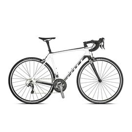 Шоссейный велосипед Scott Addict 30 28" 2019, Вариант УТ-00143436: Рама: L / 56 (Рост: 177–188 см), Цвет: черно-белый, изображение  - НаВелосипеде.рф