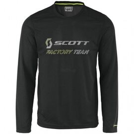 Велофутболка Scott Factory Team, длинный рукав, black/lime green(черный/зеленый лайм), 2016, 234683, Вариант УТ-00143250: Размер: M, изображение  - НаВелосипеде.рф