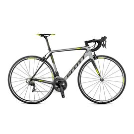 Шоссейный велосипед Scott Addict 10 28" 2017, Вариант УТ-00143510: Размер L / 560 (Рекомендуемый рост 177–188 (± 1 см), Цвет: серо-желтый, изображение  - НаВелосипеде.рф