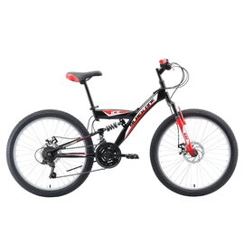 Подростковый велосипед Black One Ice FS D 24" 2019, Вариант УТ-00157193: Возраст: 9-15 (Рост: 125 - 150 см), Цвет: чёрный/красный/белый, изображение  - НаВелосипеде.рф