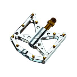 Педали велосипедные Z PLUS, DH/BMX/Fix-gear, алюминий, сменные пины, промподшипник, 100х100х18мм, 360 г, серебро, Z-1311, изображение  - НаВелосипеде.рф