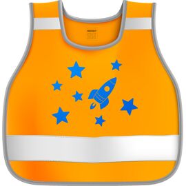 Веложилет сигнальный детский, 3-6 лет, р-р 26-30, рост 98-116, Космос, оранжевый флуоресцентный, COVA™, изображение  - НаВелосипеде.рф