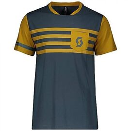 Веломайка SCOTT Trail Flow DRI короткий рукав nightfall blue/ochre yellow(синий/желтый) 2019, 270475-6123, Вариант УТ-00158494: Размер: L, изображение  - НаВелосипеде.рф
