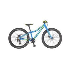 Подростковый велосипед Scott Scale Plus 24" 2018, Вариант УТ-00156486: Возраст 9 - 11 лет (Рост 130 - 145 см), Цвет: голубой/желтый, изображение  - НаВелосипеде.рф