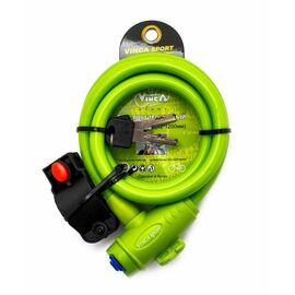 Велосипедный замок Vinca Sport тросовый, на ключ, 12 х 1000мм, зеленый, VS 566 green, изображение  - НаВелосипеде.рф