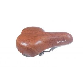 Седло велосипедное комфортное TRIX, коричневое с узором, GFAZ-36, изображение  - НаВелосипеде.рф