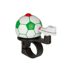 Звонок M-Wave Soccer Italy, с вертикальным курком, в виде футбольного мяча, 420208, изображение  - НаВелосипеде.рф