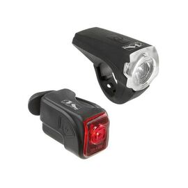 Комплект фонарей M-Wave ATLAS K10, зарядка от USB, индикатор батареи, черный, 221058, изображение  - НаВелосипеде.рф