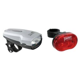 Велофонари SMART, комплект, в дисплей боксе, передний галоген, задний светодиод, 3 функции, 220973, изображение  - НаВелосипеде.рф