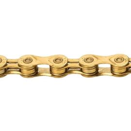 Велоцепь KMC Х9L GOLD, 9 скоростей, 1/2x11/128, 112 звеньев, Shimano/Campagnolo/SRAM, с замком, 300854, изображение  - НаВелосипеде.рф