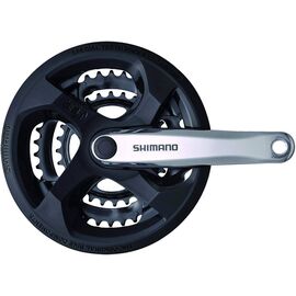 Система шатунов велосипедная SHIMANO FC-M131, 48/38/28T, L170мм, с пластиковой защитой, алюминий, 587635, изображение  - НаВелосипеде.рф