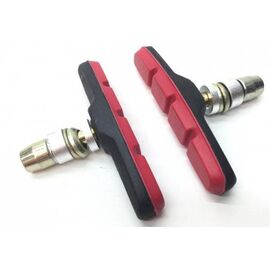 Тормозные колодки ALHONGA под V-brake c болтом, L70мм,1 пара в индивидуальной упаковке, черно-красные, HJ 600-RD, изображение  - НаВелосипеде.рф