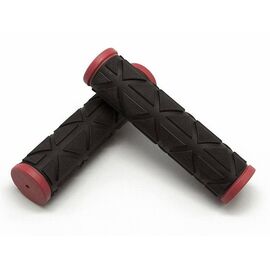 Грипсы велосипедные VELO VLG-172D2, Kraton/гель, с закрытым концом, 123мм, красно-черные, VLG-172D2, изображение  - НаВелосипеде.рф