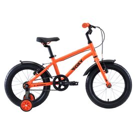 Детский велосипед Stark Foxy Boy 16" 2020 , Вариант УТ-00175577: Рама: one size (Рост: 100-120 см), Цвет: оранжевый/голубой/черный, изображение  - НаВелосипеде.рф