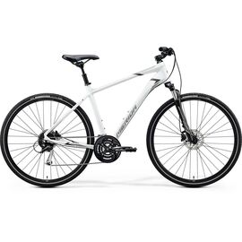 Велосипед гибридный Merida Crossway 100, К:700C, 2020, Вариант УТ-00180406: Рама: L(55cm) (Рост: 171-190 см), Цвет: MattWhite/Grey , изображение  - НаВелосипеде.рф