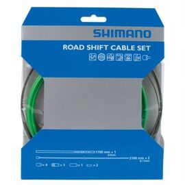 Трос+оплетка переключателя SHIMANO SP41, оплетка 1700мм зеленая, трос 1.2X2100мм с PTFE 2штуки Y60098016, изображение  - НаВелосипеде.рф