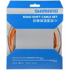 Трос+оплетка переключателя SHIMANO SP41, оплетка 1700мм оранжевая, трос 1.2X2100мм с PTFE 2штуки Y60098017, изображение  - НаВелосипеде.рф