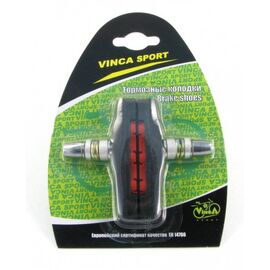 Тормозные колодки для велосипеда Vinca Sport (пара) черные с красным VB 111-2 black/red (72мм), изображение  - НаВелосипеде.рф