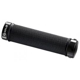 Грипсы велосипедные Velo VLG-775AD2, Anti-Slip, 130мм, с хомутами, логотип Velo, черный, Velo VLG-775AD2, изображение  - НаВелосипеде.рф