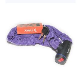 Велосипедный замок TRIX, цепь, на ключ, тканевая-оболочка, 3,5×1200, пурпурный, GK105.109, изображение  - НаВелосипеде.рф