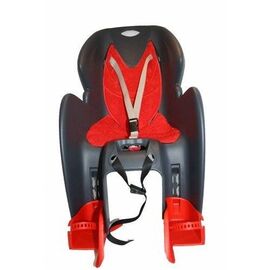 Детское велокресло HTP Sanbas, на багажник, темно-серое с красной накладкой, до 22 кг, HTP 155 Sanbas grey/red, изображение  - НаВелосипеде.рф