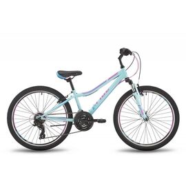 Подростковый велосипед Pride LANNY 21 24" 2018, Вариант УТ-00181430: Возраст: 8-12 лет (Рост: 130-155 см), Цвет: голубой/бирюзовый/малиновый , изображение  - НаВелосипеде.рф