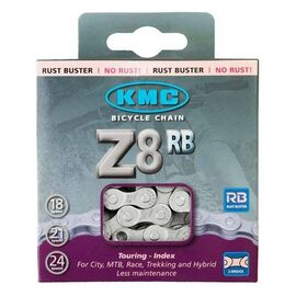 Велоцепь KMC Z8 RB (Z51 RB), 7.1мм, 1/2''x3/32'', 18-24 скорости, 116L, для Alivio/Acera/Altus, silver, с замком, 300428, изображение  - НаВелосипеде.рф