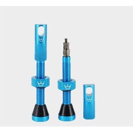 Ниппель для бескамерных покрышек Peaty's Chris King Tubeless Valves, 42mm, 2 штуки, Matte Turquoise, PTV42-BLU-12, изображение  - НаВелосипеде.рф