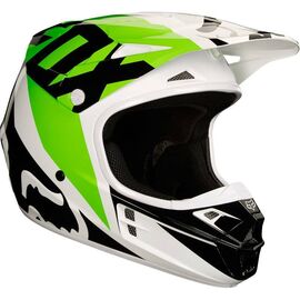 Велошлем Fox V1 Race Helmet, White/Black/Green, 19532-129, Вариант УТ-00069855: Размер: L (19532-129-L), изображение  - НаВелосипеде.рф