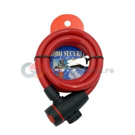 Велосипедный замок Vinca Sport тросовый, на ключ, 12 х 1000мм, красный, VS 566 red, изображение  - НаВелосипеде.рф