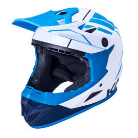 Шлем KALI Full Face DH/BMX KALI Zoka, 6 отверстий, Mat Wht/Blu/Nvy (белый-синий-голубой), ABS, 02-10620145, Вариант УТ-00188865: Размер: S (Обхват головы: 54-56 см), изображение  - НаВелосипеде.рф