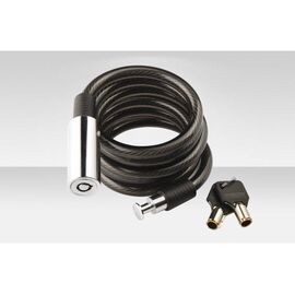 Велосипедный замок STELS 87204, тросовый, на ключ, 10x1500мм, хром/черный, ST (540011), изображение  - НаВелосипеде.рф