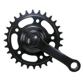 Система шатунов велосипедная 1 скорость сталь 12" 1/2х1/8 28 зубов шатун 89мм черная 5-350221 , изображение  - НаВелосипеде.рф