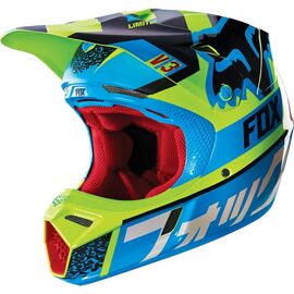 Велошлем Fox V3 Divizion Helmet, Blue/Yellow, 14987-026, Вариант УТ-00080422: Размер: L 59-60.3cm , изображение  - НаВелосипеде.рф