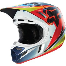 Велошлем Fox V4 Race Helmet, Blue/Red, 11603-149-L, Вариант УТ-00118413: Размер: L , изображение  - НаВелосипеде.рф