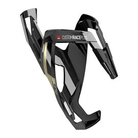 Флягодержатель ELITE Custom Race Plus, черный, золотой рисунок, EL0140649, изображение  - НаВелосипеде.рф