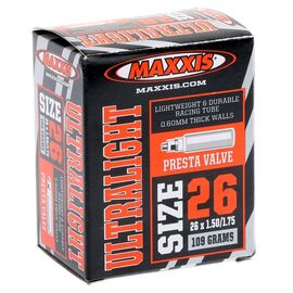 Камера велосипедная MAXXIS ULTRALIGHT 26X1.50/1.75 0.6 FVSEP48 (O-CA), черный, EIB60064200 , изображение  - НаВелосипеде.рф