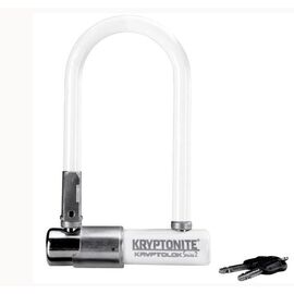 Велосипедный замок Kryptonite KryptoLok Series 2 Mini-7  w/ FlexFrame-U bracket U-lock, на ключ, белый, 0720018001553, изображение  - НаВелосипеде.рф