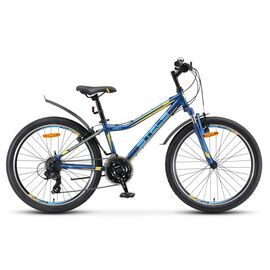 Подростковый велосипед Stels Navigator 410 V V010 24" 2019, Вариант УТ-00194636: Рама: 13" (Рост: 130-150см), Цвет: Темно-синий/желтый, изображение  - НаВелосипеде.рф