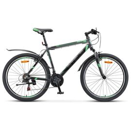 Горный велосипед Stels Navigator 600 V 26" V020 2020, Вариант УТ-00194746: Рама: 16" (Рост: 150-165 см), Цвет: Антрацитовый/Зеленый , изображение  - НаВелосипеде.рф