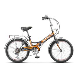 Складной велосипед Stels Pilot 350 Z010 20" 2018, Вариант УТ-00194663: Рама: 13" (Рост: 130-145см), Цвет: Черный/Оранжевый, изображение  - НаВелосипеде.рф