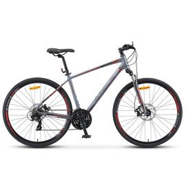 Гибридный велосипед Stels Cross 130 MD Gent V010 28" 2019, Вариант УТ-00194720: Рама: 16,5 (Рост: 150-165см), Цвет: Серый , изображение  - НаВелосипеде.рф