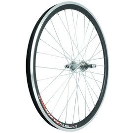Колесо велосипедное заднее, 28", обод двойной алюминий, чёрный, втулка алюминий, на гайках, серебристый, ZVO20616, изображение  - НаВелосипеде.рф