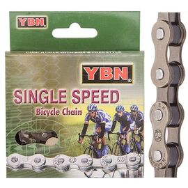 Цепь велосипедная YBN S410, 1/2"x1/8", 100 звеньев, 1 скорость, серебристая, 570071, LU089364, изображение  - НаВелосипеде.рф